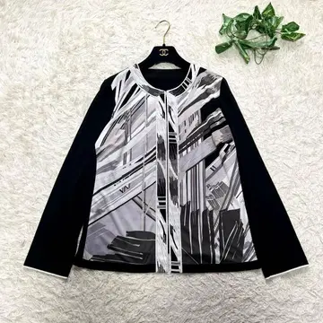 컨디션 최상 최근 레오나르 가디건 칸칸 트리밍 빅 사이즈 42