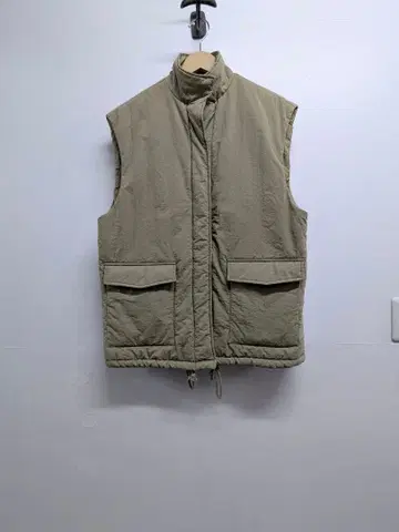 오버 사이즈 충전솜 베스트 아우터 퍼프 베스트 베이지 주름 가공