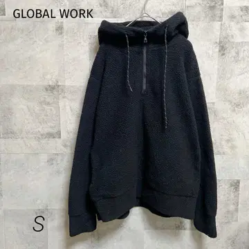 GLOBAL WORK [ S ] 풀오버 보아 하프 지퍼 블랙 심플