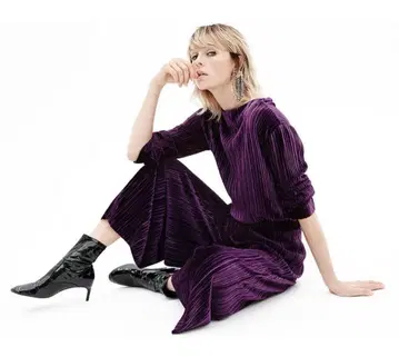 ZARA WOMAN 퍼플 벨벳 셋업 S 사이즈