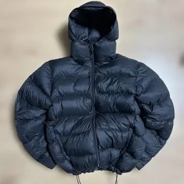 후드 부착 블랙 다운 자켓 y2k 충전솜 알파인 다운 후드티