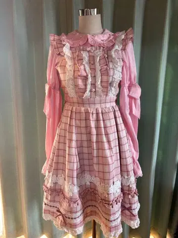 샬미에르 타탄 체크 점프 스커트 세트