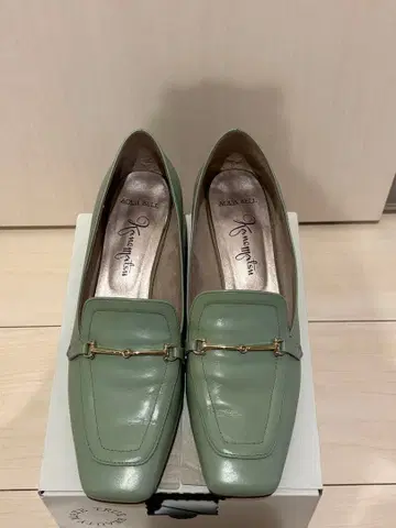 카네마츠 민트 그린 가죽 로퍼