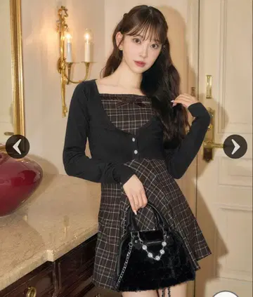 미셸 마카롱 랜덤 체크 앙상블 원피스