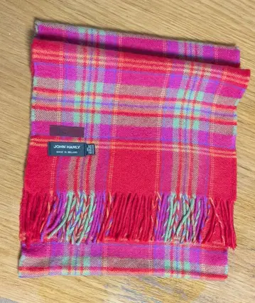 파파스 JOHN HANLY 체크 무늬 머플러 핑크 계열 남성용