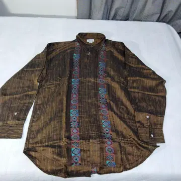 빈티지 ficce 자수 브라운 셔츠 M 사이즈