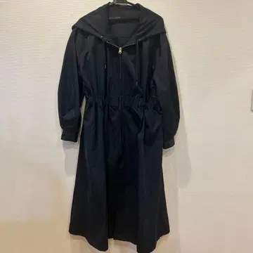 [ titivate ] 후드 부착 나일론 롱 코트 네이비