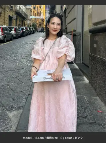 ANDRESD 버블 슬리브 자카드 드레스 s 사이즈