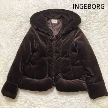잉게보그 컨디션 최상 다운 자켓 숄카라 벨로아 브라운