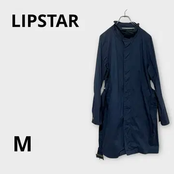 립스타 네이비 롱 코트 허리 벨트 포함 스탠드 카라 M