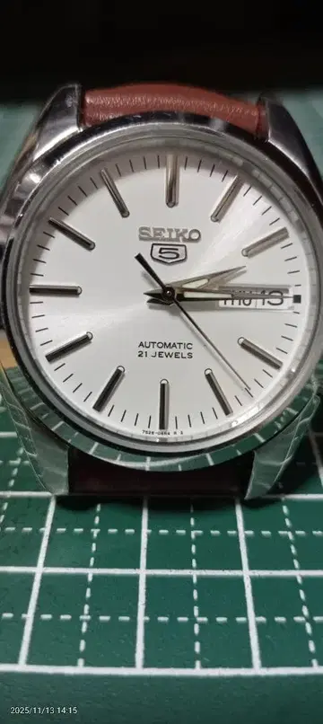 SEIKO 5 자동 와인딩 시계 화이트 다이얼