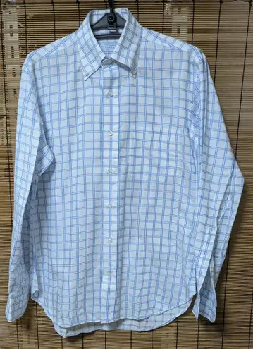 컨디션 최상 오리안 파랑과 화이트 체크 무늬 버튼 다운 셔츠