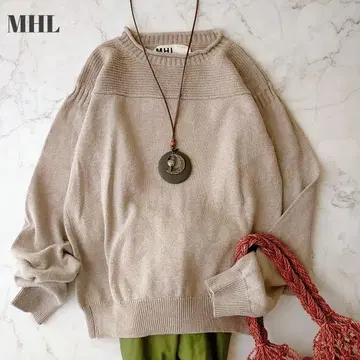 MHL. 크루넥 코튼 니트 울 혼방
