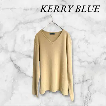 켈리 블루 니트 스웨터 V넥 무지 심플 스트레치 소재