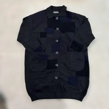 패치워크 디자인 긴팔 롱 가디건