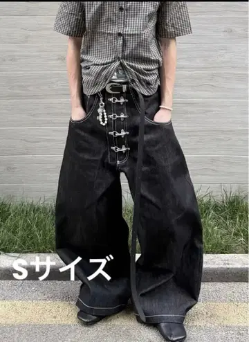 당일 발송 새상품 리지드 데님 와이드 데님 팬츠 스터드 y2k opium