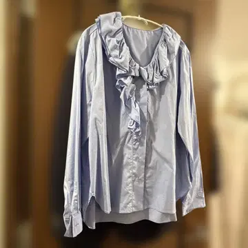 앙코키누 프릴 라이트 블루 긴팔 셔츠 3L