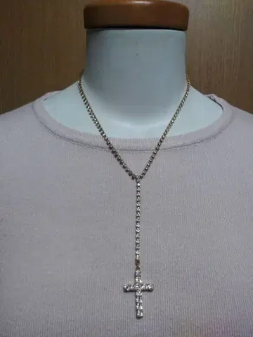 크리스마스 핑키 다이앤 크로스형 지르코니아 목걸이와 귀찌 세트