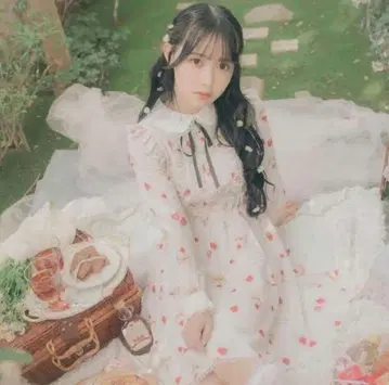 (리본 없음) 숏 케이크 패턴 원피스