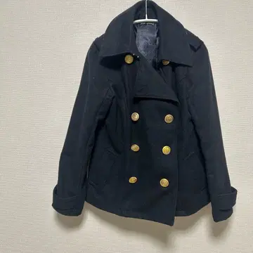 블랙 울 피코트 더블 브레스트