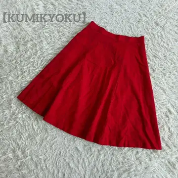 [쿠미쿄쿠] 쿠미교쿠 플레어 스커트 빨간색 크리스마스 무지 무릎 기장