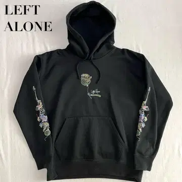 LEFT ALONE 레프트 얼론 후드티 저지 원단 블랙 자수