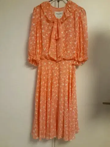 7부 소매 롱 원피스