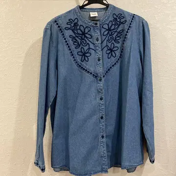 썸씽 something 데님 셔츠 자수 미사용 새상품