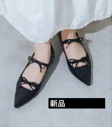 [ 새상품 ] EVOL 25SS 이볼 더블 리본 포인티드 펌프스