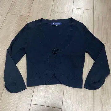 엠즈 그레이시 리브 V넥 가디건 네이비 코튼 폴리에스테르