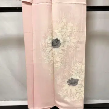 C166 순수 실크 이중 기모노  자수 미사용 시츠케 첨부 극상품 기모노