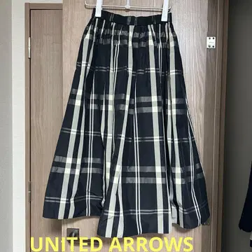 UNITED ARROWS 체크 플레어 스커트 38