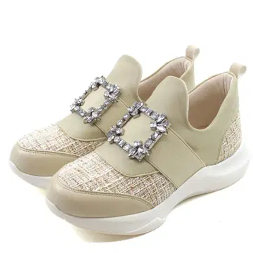 VIVIAN 비쥬 버클 밴딩 슬립온 스니커즈 내추럴 3L