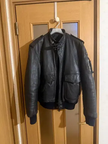 hein gericke 블랙 가죽 플라이트 자켓