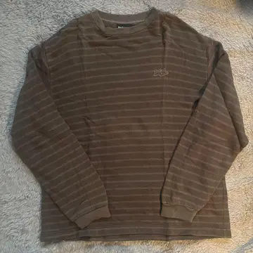 백 채널 브라운 스트라이프 긴팔 트레이닝복