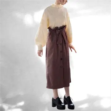 그레일 [M] 성인 내추럴 벨트 포함 프론트 버튼 코듀로이 타이트 스커트