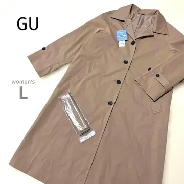 새상품 GU 발수 가공 베이지 브라운 트렌치코트 여성용 L 레인코트