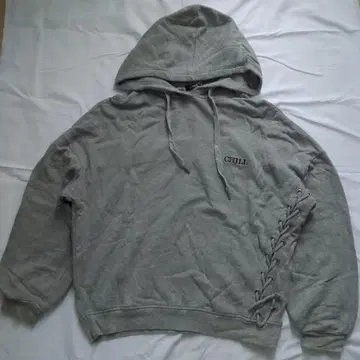 그레이 후드 부착 후드 맨투맨