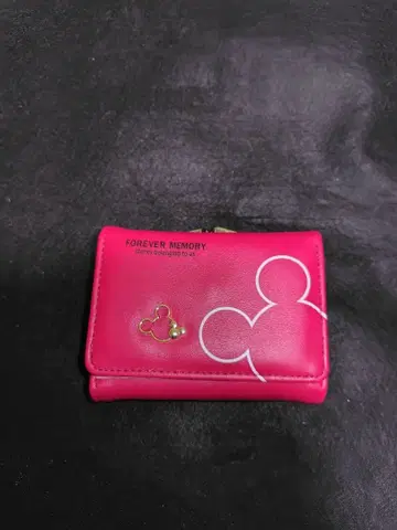 미키 실루엣 3단 폴더형 지갑 핑크