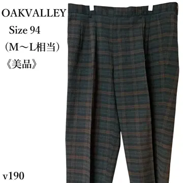 [ 새상품급 ] 오크밸리 체크 무늬 턱입 슬랙스 센터 프레스 테이퍼드