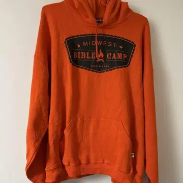 오렌지 후드 부착 후드티 MIDWEST BIBLE CAMP