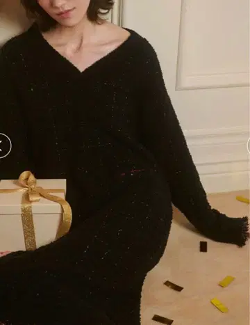 gelato pique 트위드 모코 V넥 원피스