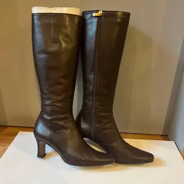 cocktail 다크 브라운 가죽 롱 부츠 36 23.5cm