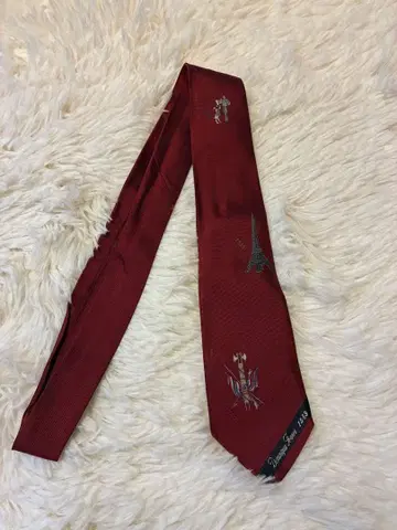 [새상품급] Dominique France 와인 레드 넥타이 1989