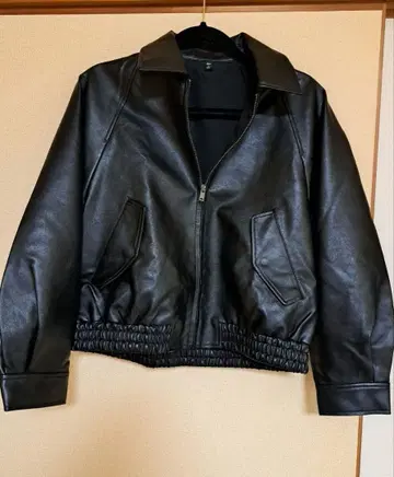 GU 인조 가죽 탄력 해링턴 자켓