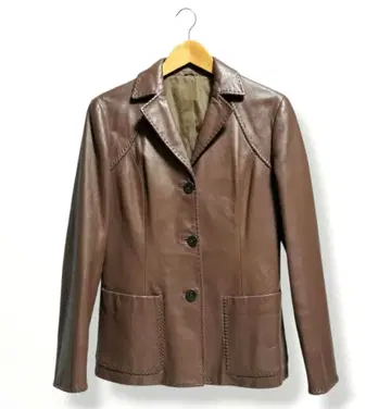 새상품급 레나운 양가죽 라무 가죽 자켓 천연 가죽 테일러드 싱글 브라운