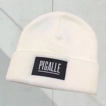 PIGALLE 화이트 니트 모자 심플 방한 남성용 여성용 키즈