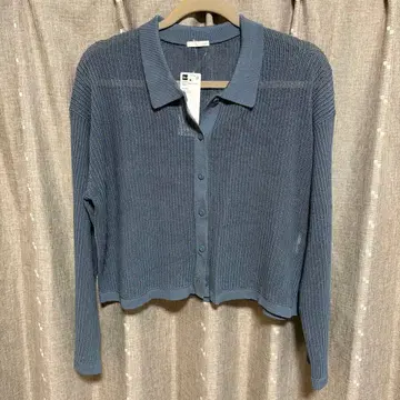 y112513 GU 메쉬 폴로 가디건 블루 아크릴 XXL