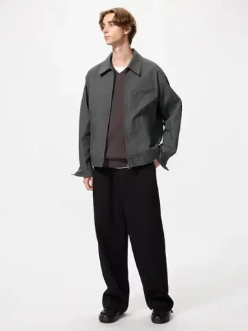 새상품 택 유니클로 집업 블루종 L 다크 그레이