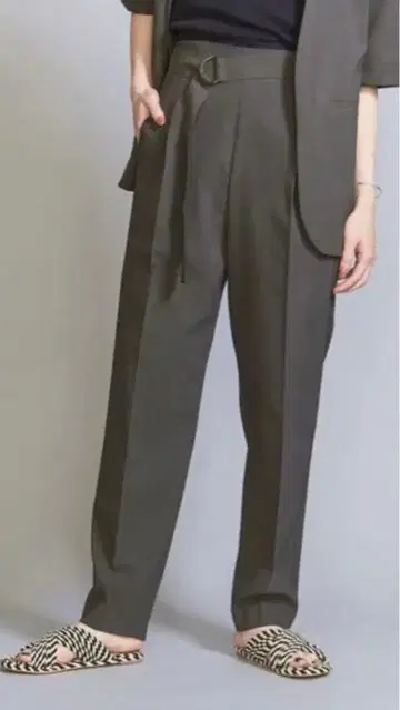 BEAUTY&YOUTH 폴리에스테르 블렌드 센터 프레스 벨트 팬츠